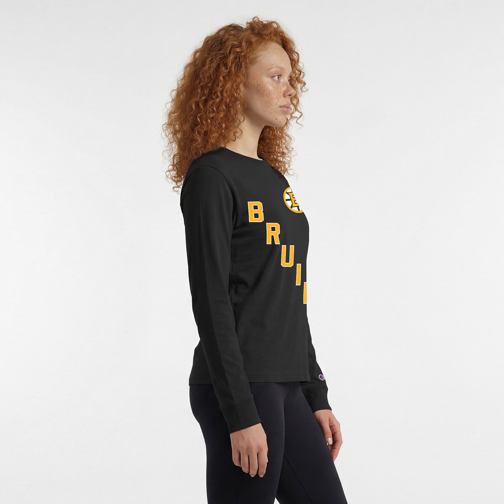 T-shirt à manches longues noir Champion Boston Bruins pour femmes