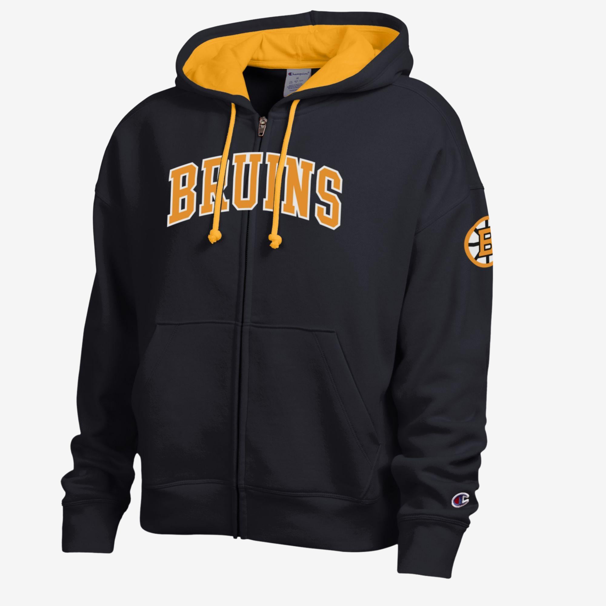 Sweat à capuche zippé en polaire Champion noir et or avec applique Boston Bruins pour femme