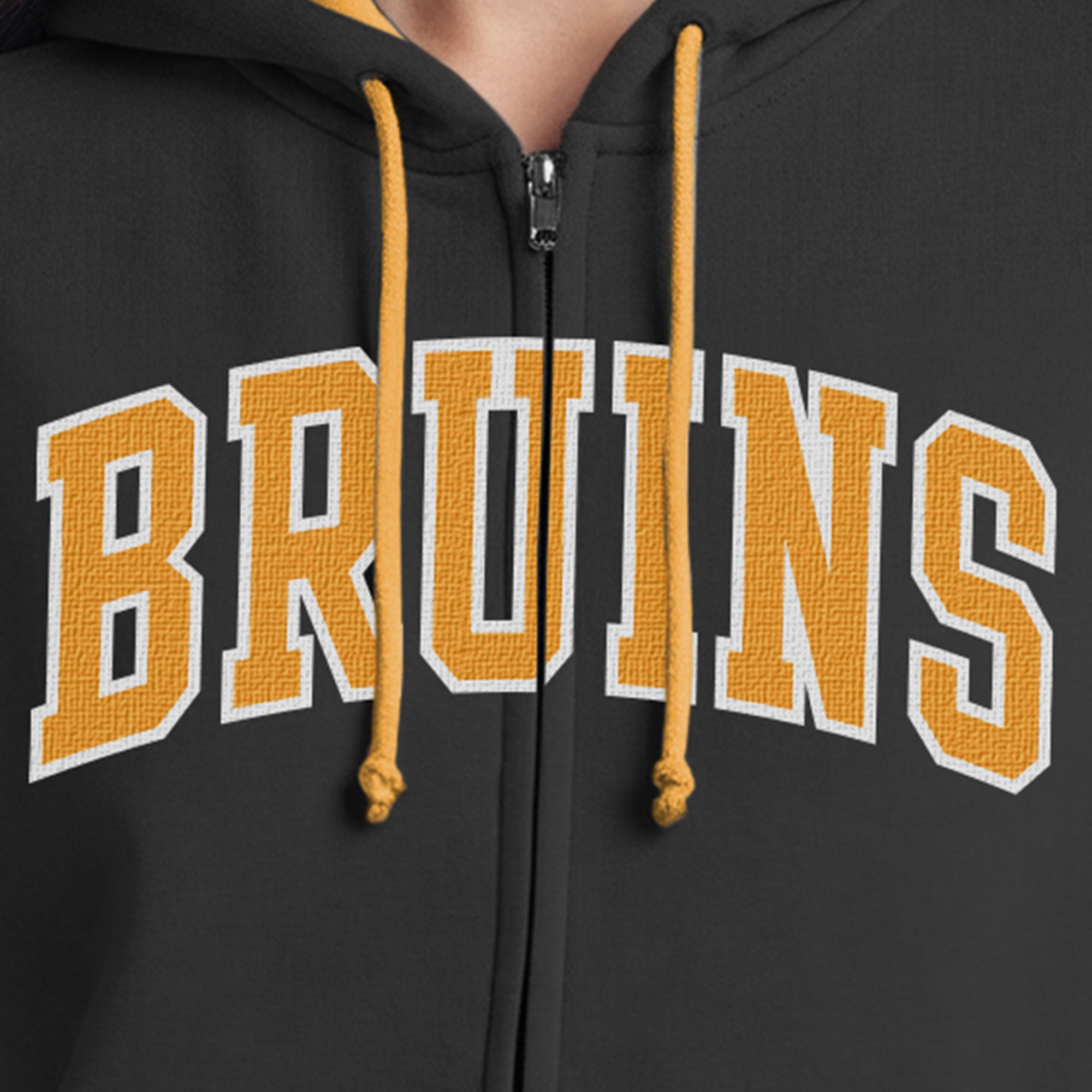 Sweat à capuche zippé en polaire Champion noir et or avec applique Boston Bruins pour femme