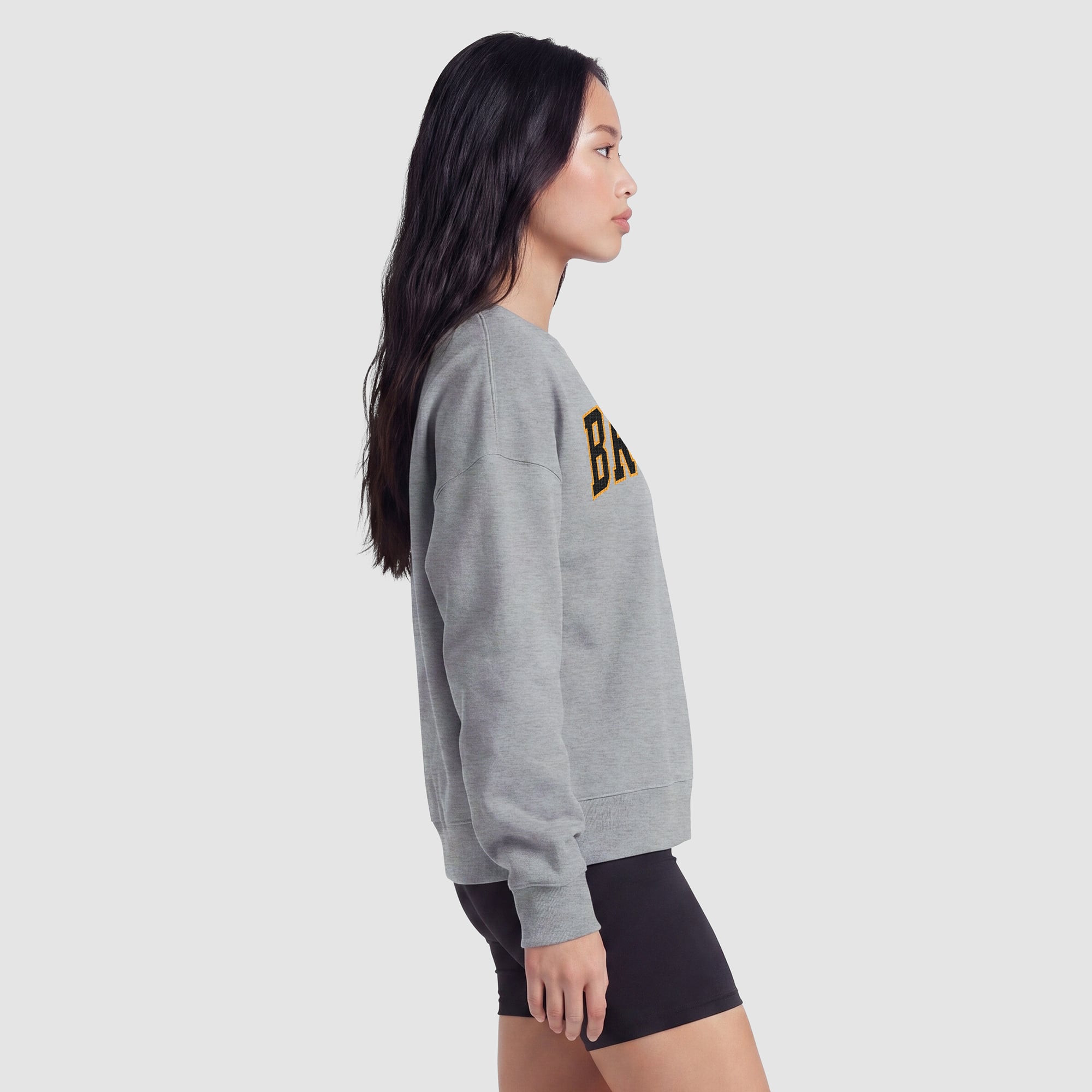 Women's Champion  Heather Gray Boston Bruins Applique Crewneck Sweatshirt