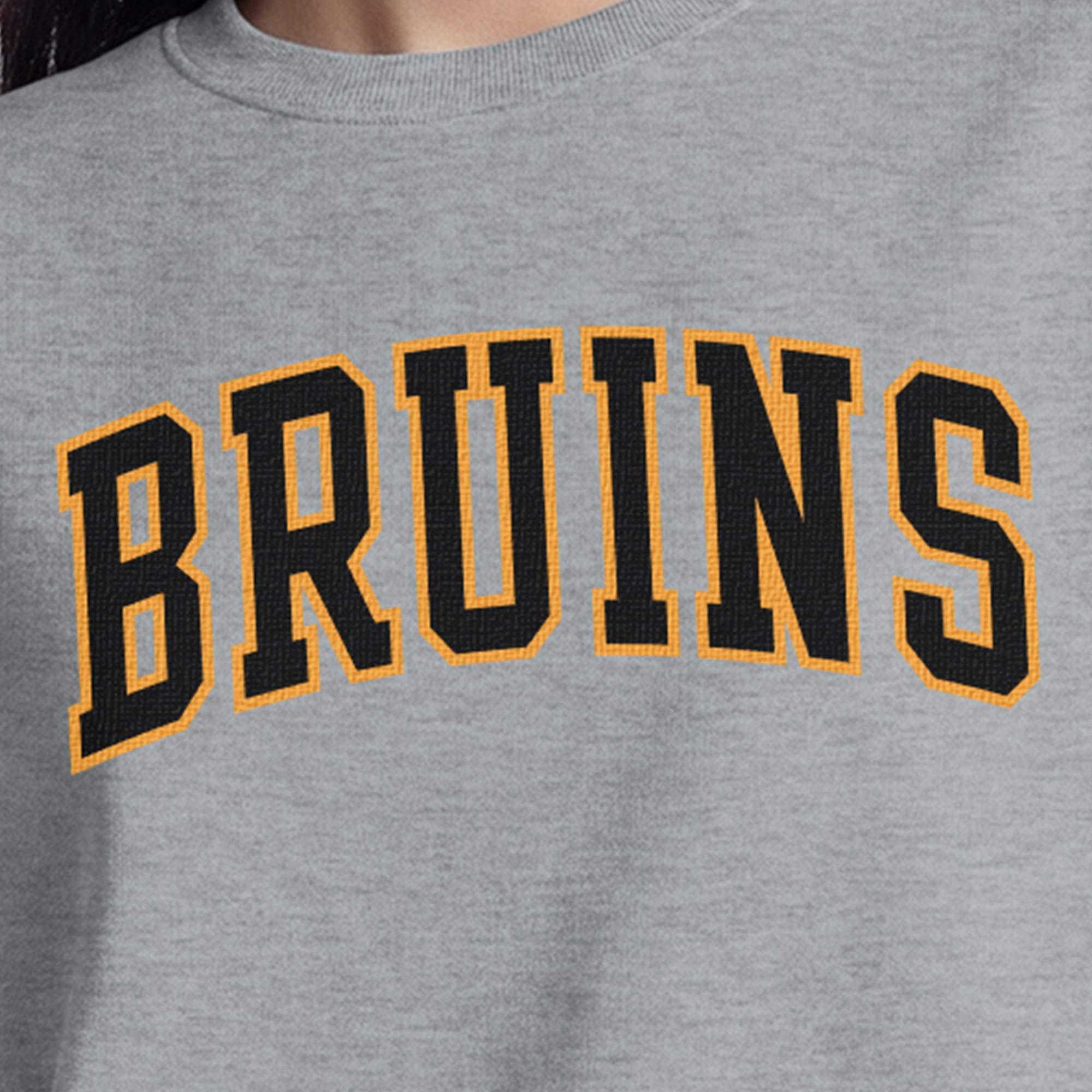 Women's Champion  Heather Gray Boston Bruins Applique Crewneck Sweatshirt