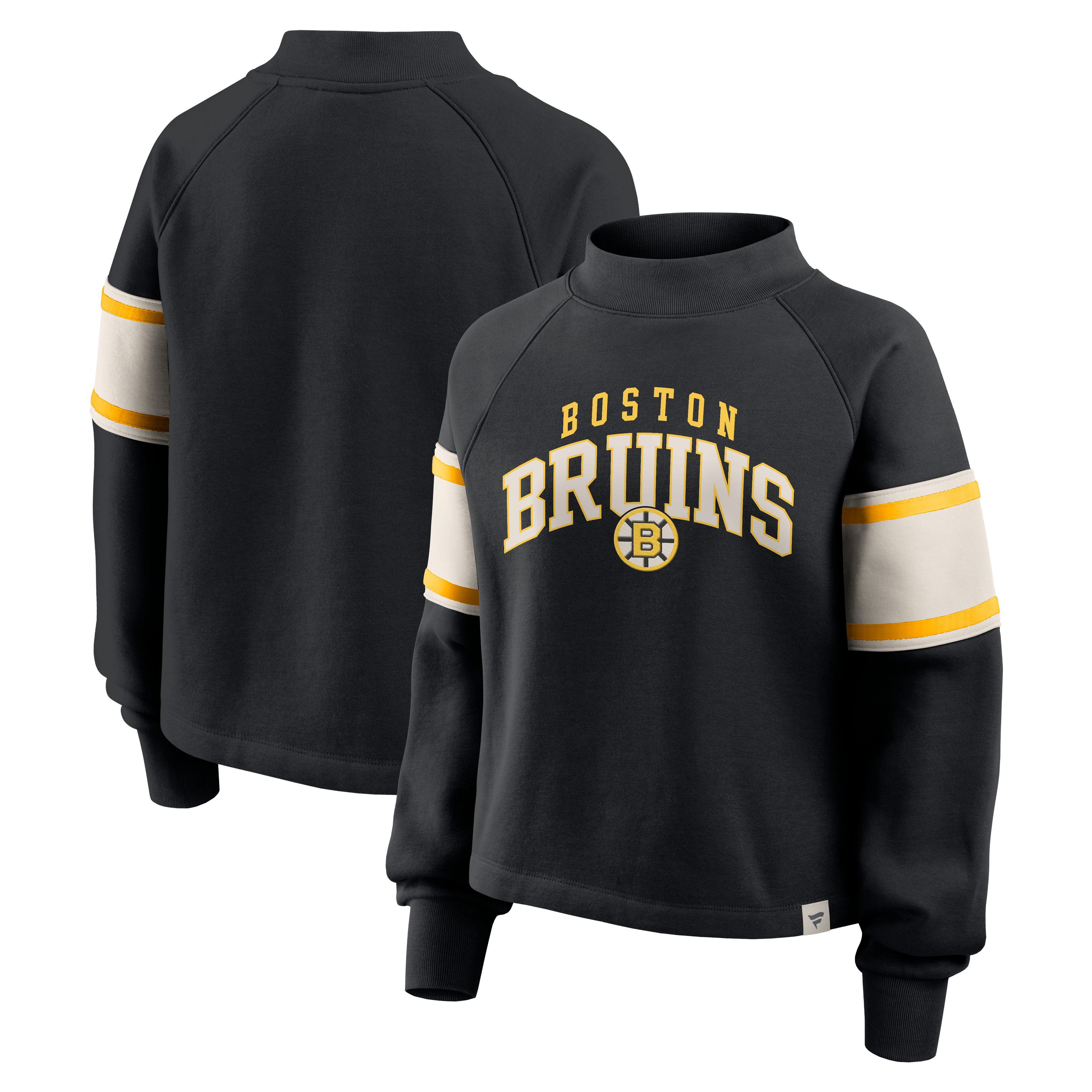 Sweat-shirt à col montant en polaire Fanatics noir Boston Bruins Heritage Overtime pour femme