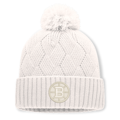 Boston Bruins Fanatics Women's Level Up Cuffed Knit Hat with Pom - Cream
