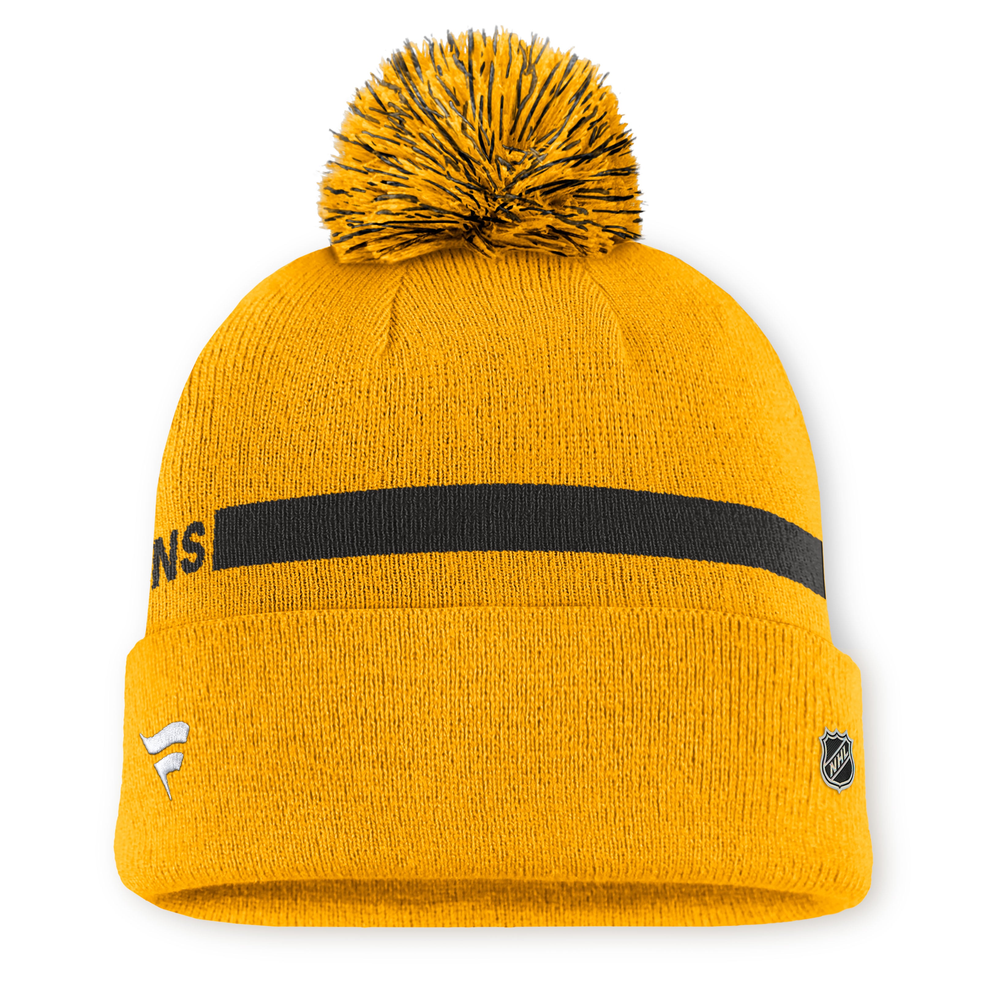 Women's Fanatics Gold Boston Bruins Authentic Pro Rink Cuffed Knit Hat with Pom
