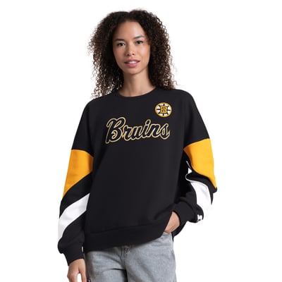 Boston Bruins Starter Women's Grand Slam Sleeve Color Block Sweatshirt - Black
