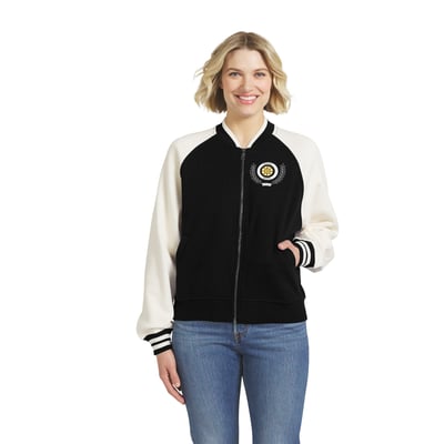 Boston Bruins WEAR by Erin Andrews Women's Fleece Varsity Full-Zip Jacket - Black/White