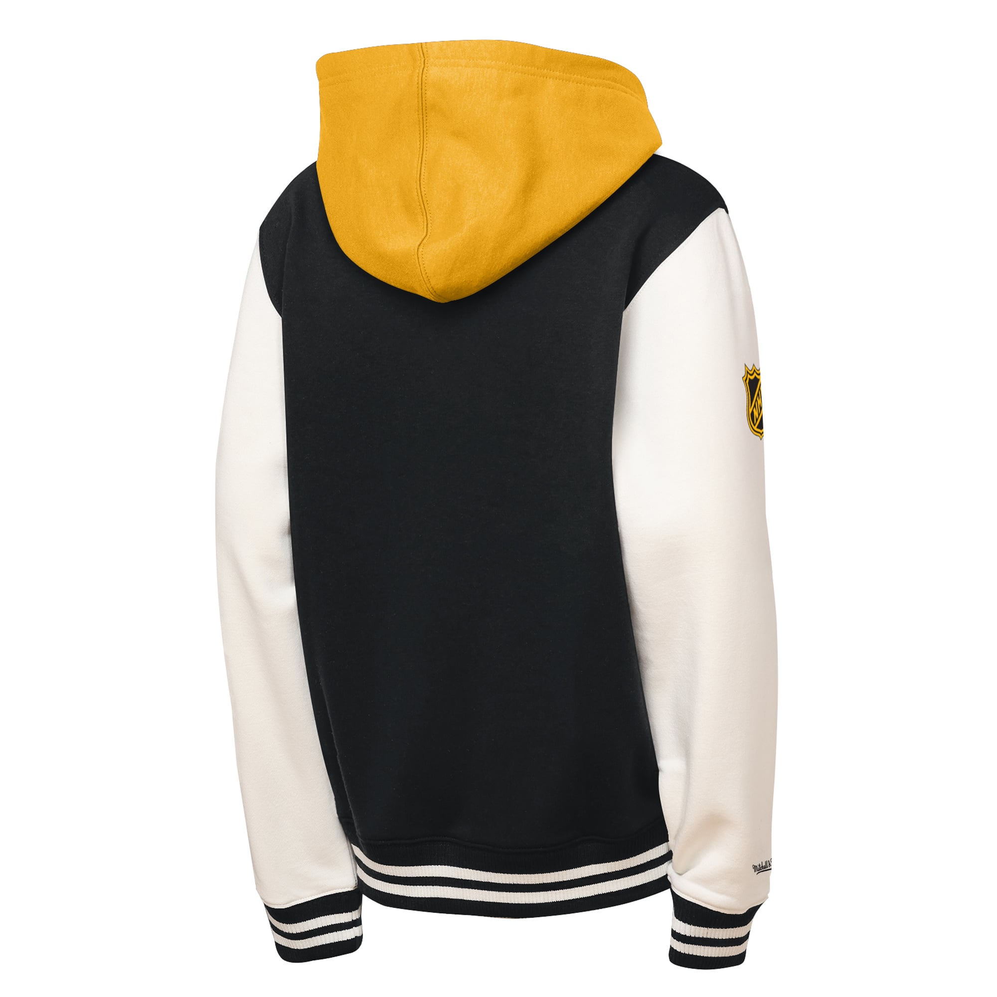 Veste polaire Mitchell & Ness noire Boston Bruins pour enfant, fermeture à boutons-pression.