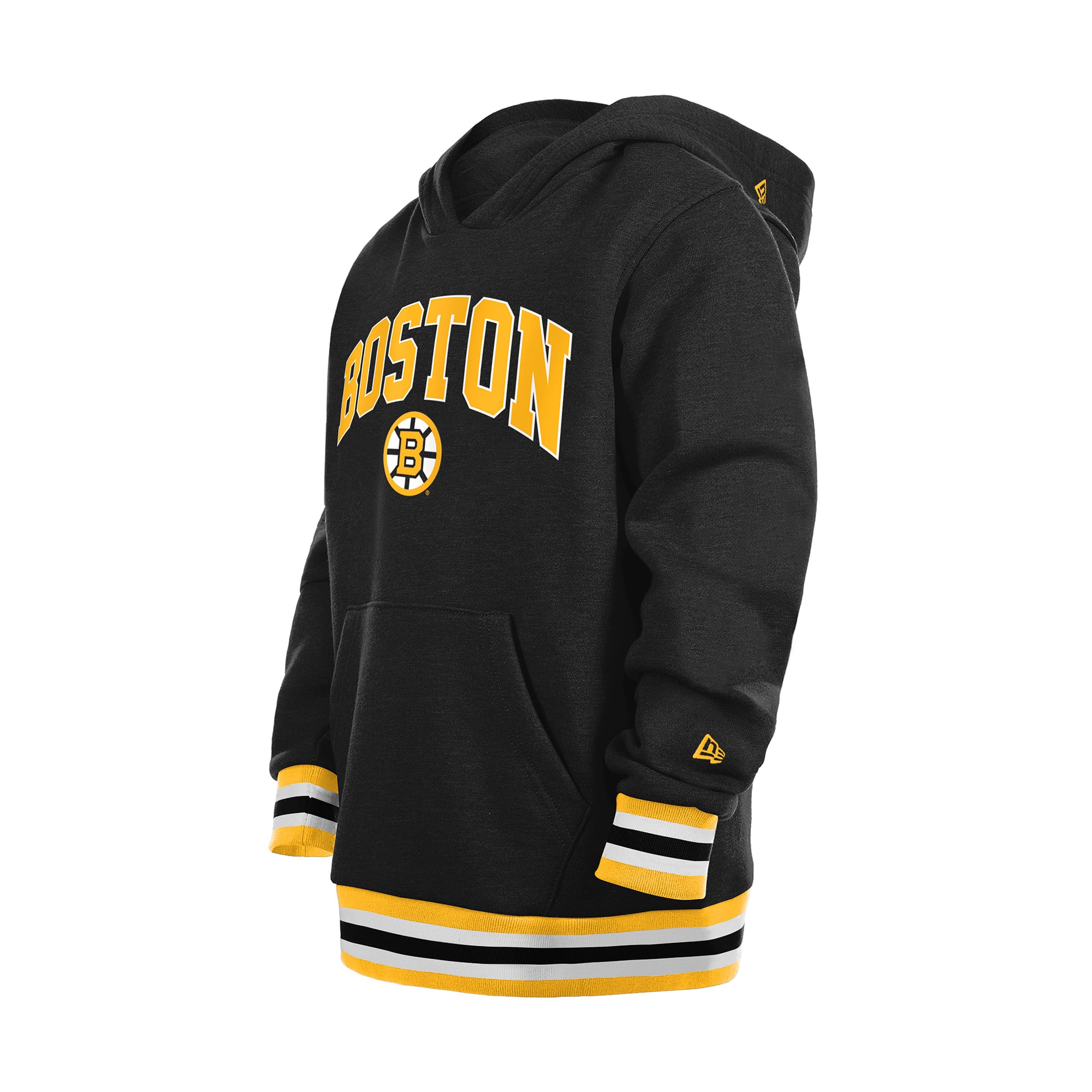 Youth New Era Black Boston Bruins Knit Trim Pullover Hoodie