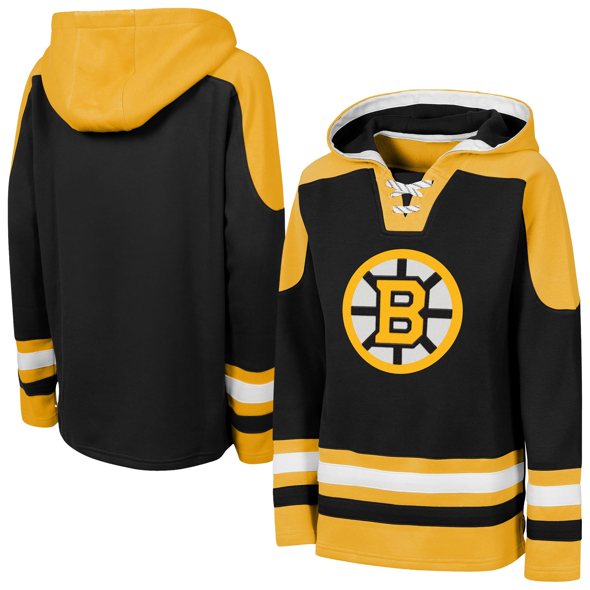 Youth Outerstuff Black Boston Bruins Ageless Must Have Home Raglan V-Neck Hoodie