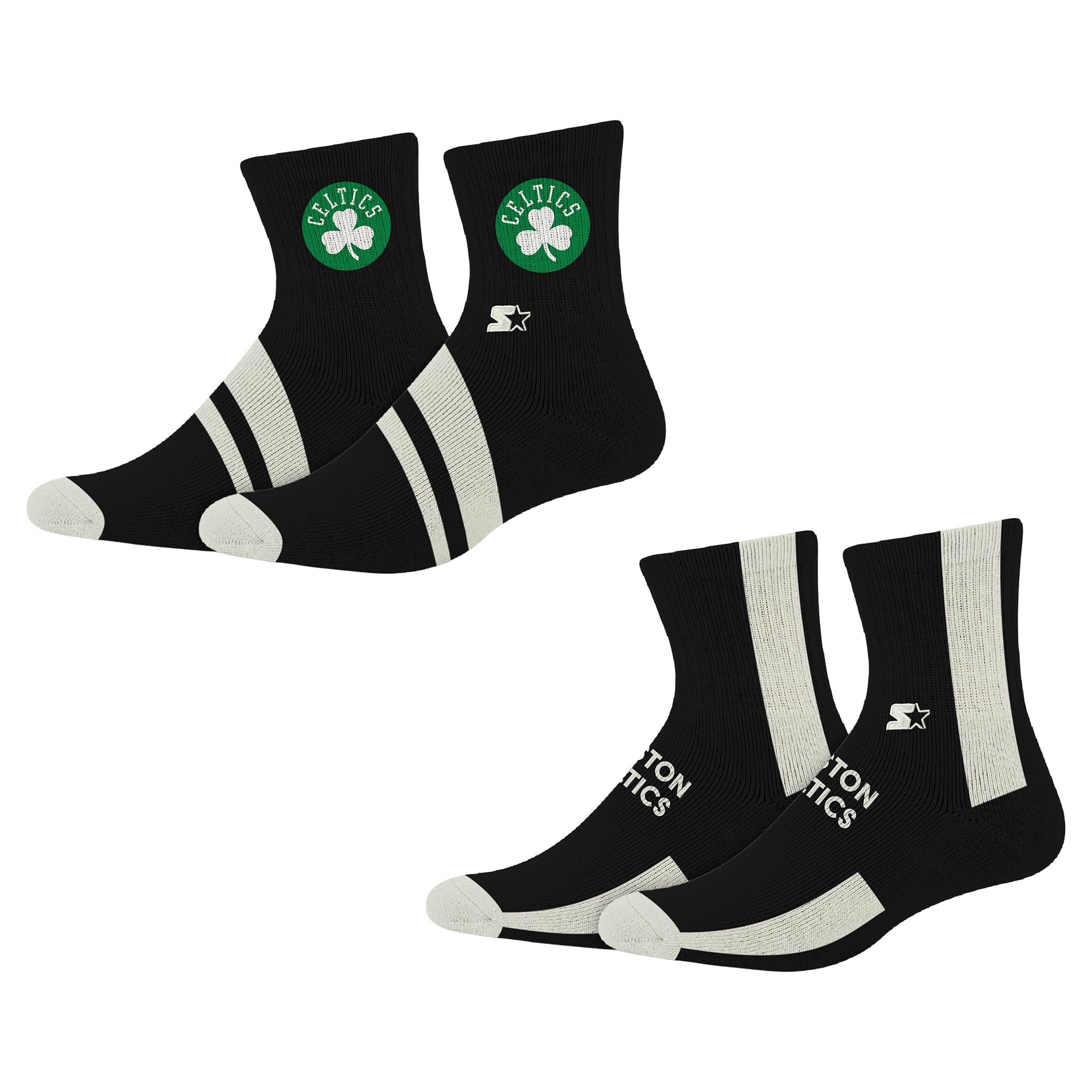Chaussettes courtes Starter Black Boston Celtics Summit Stripe (lot de 2 paires)
