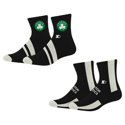 Boston Celtics Starter  Summit Stripe 2-Pair Pack Quarter Socks - Black
