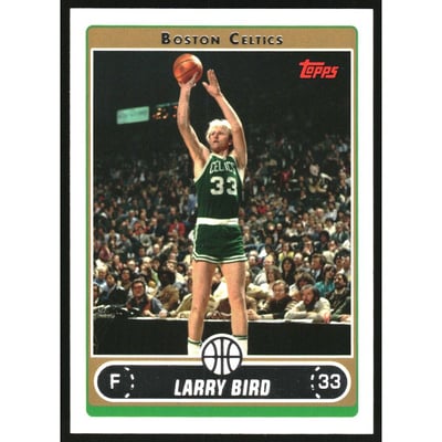 2006-07 Topps #33A Larry Bird/Green jersey, jumper with crowd in background