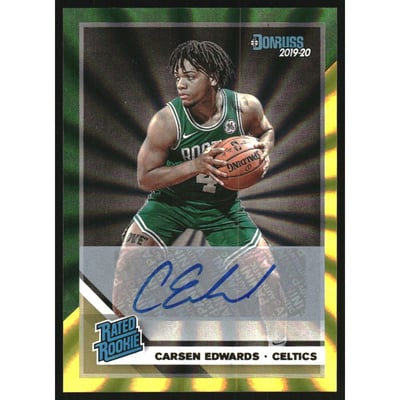 2019-20 Donruss Rated Rookies Signatures Green and Yellow Laser #231 Carsen Edwards
