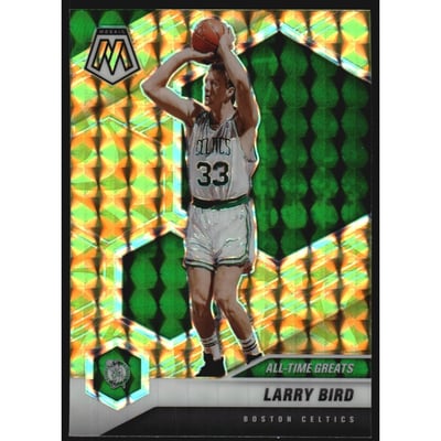2020-21 Panini Mosaic Mosaic Reactive Yellow #295 Larry Bird