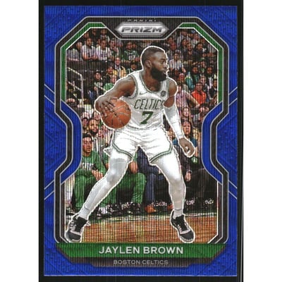 2020-21 Panini Prizm Prizms Blue Wave #189 Jaylen Brown