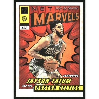 2021-22 Donruss Net Marvels Press Proof White Letters #19 Jayson Tatum