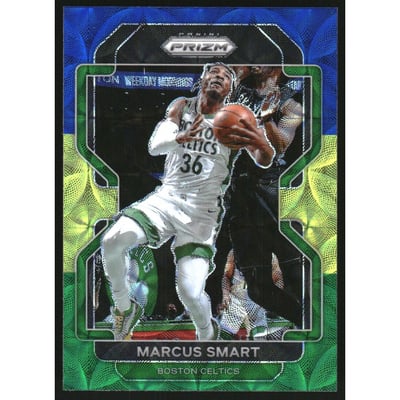 2021-22 Panini Prizm Prizms Choice Blue Yellow and Green #43 Marcus Smart