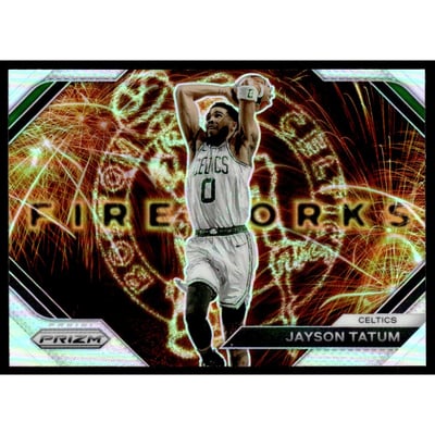 2023-24 Panini Prizm Fireworks Prizms Silver #17 Jayson Tatum