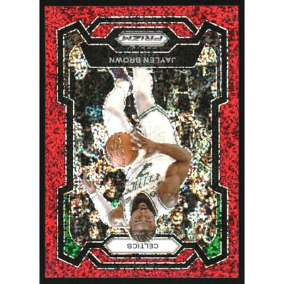 2023-24 Panini Prizm Prizms Red Sparkle #31 Jaylen Brown