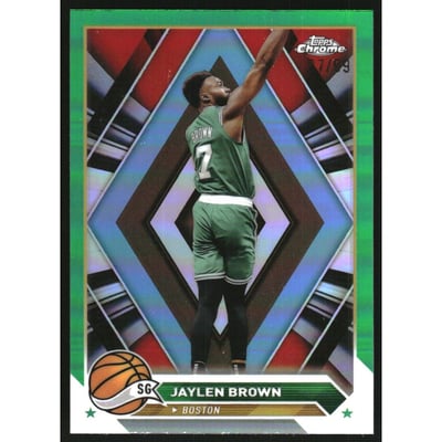 2023-24 Topps Chrome Green Refractors #78 Jaylen Brown