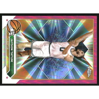 2023-24 Topps Chrome Pink Basketball Refractors #164 Jayson Tatum