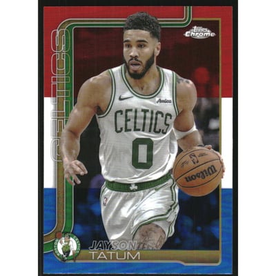 2025-26 Topps Chrome Red White and Blue Refractors #49 Jayson Tatum