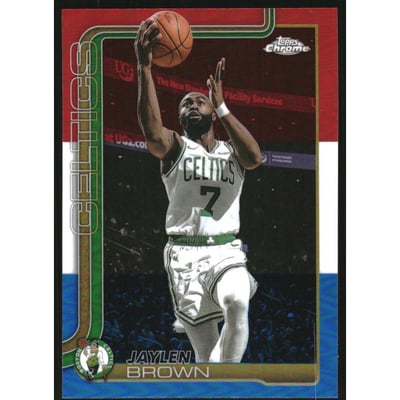 2025-26 Topps Chrome Red White and Blue Refractors #51 Jaylen Brown