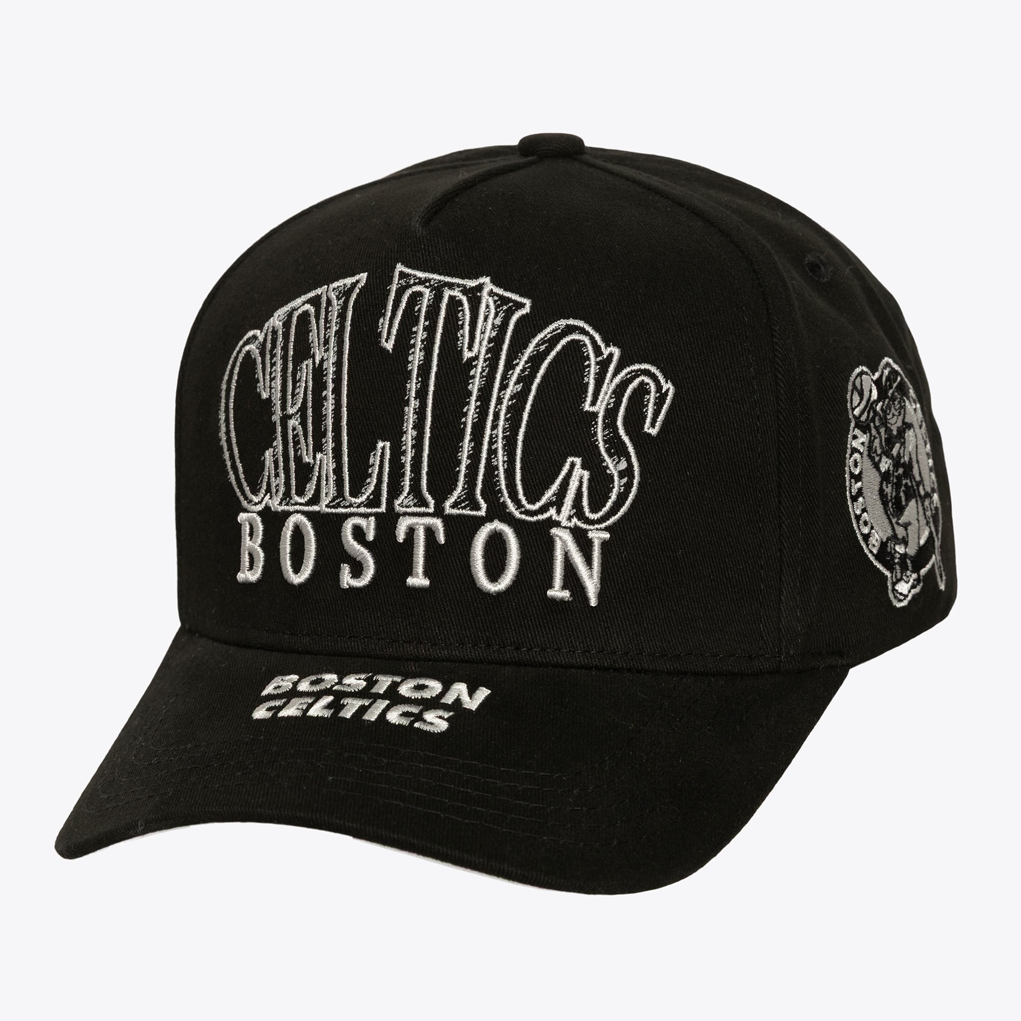 Boston Celtics Black Sketchy Pro Pinch Snapback Hat