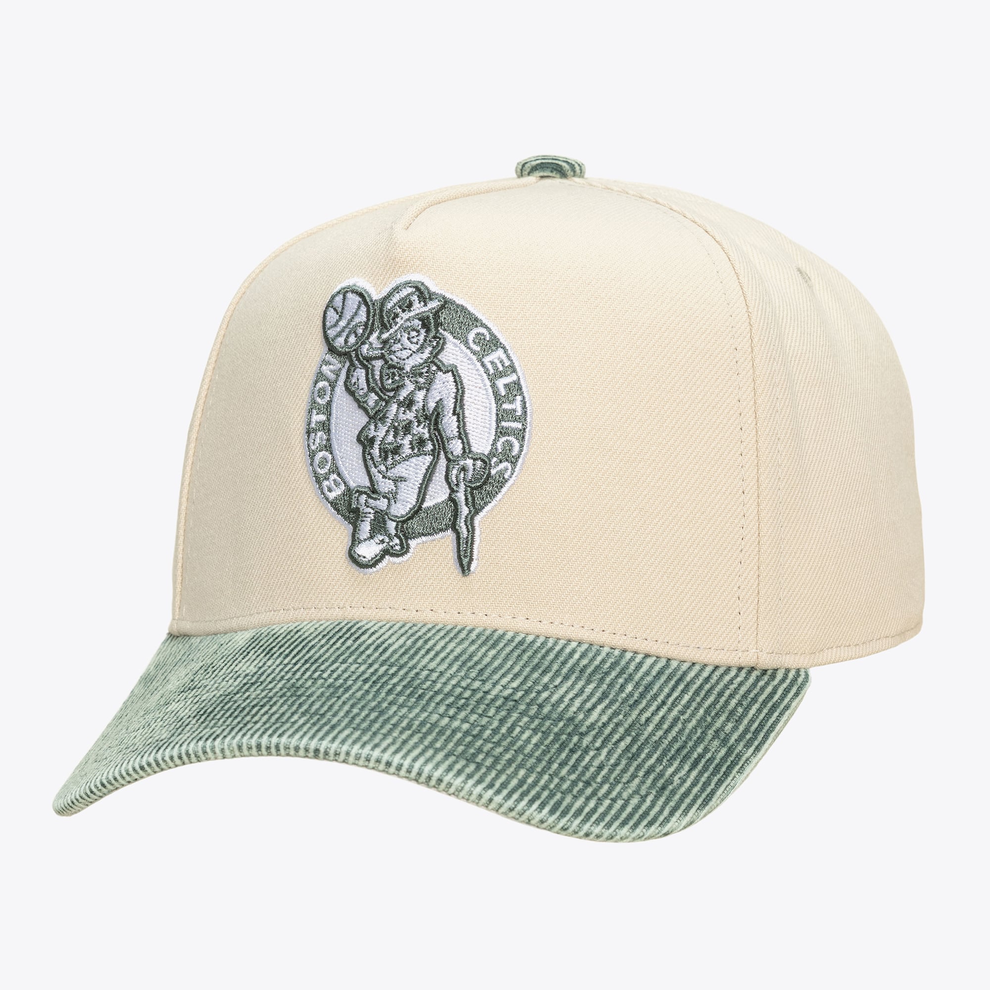 Boston Celtics Cream Faded Corduroy Pro Pinch Snapback Hat