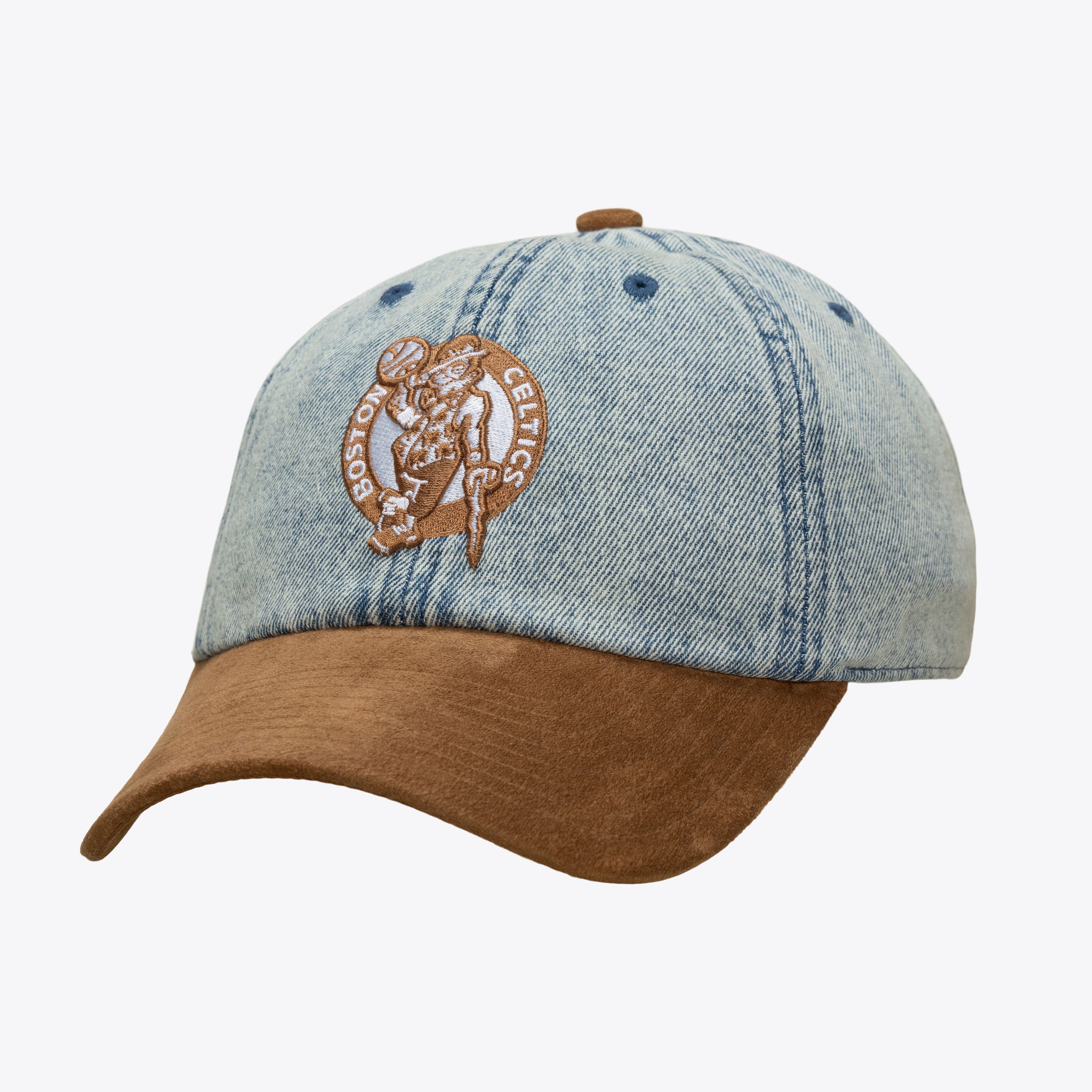 Boston Celtics Denim & Brown Suede Strapback Adjustable Hat