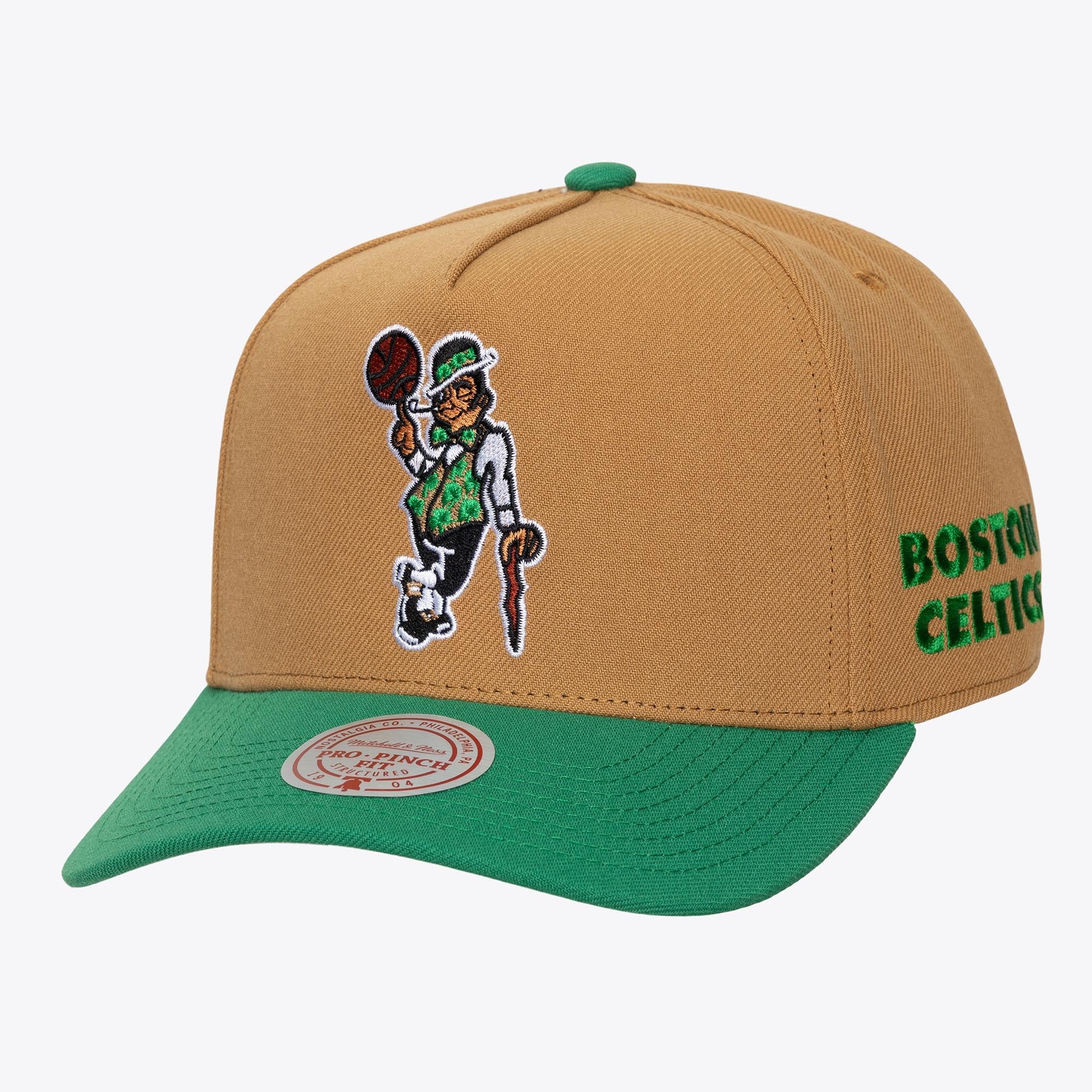 Boston Celtics Tan/Kelly Green Legendary Home Pro Pinch Snapback Hat