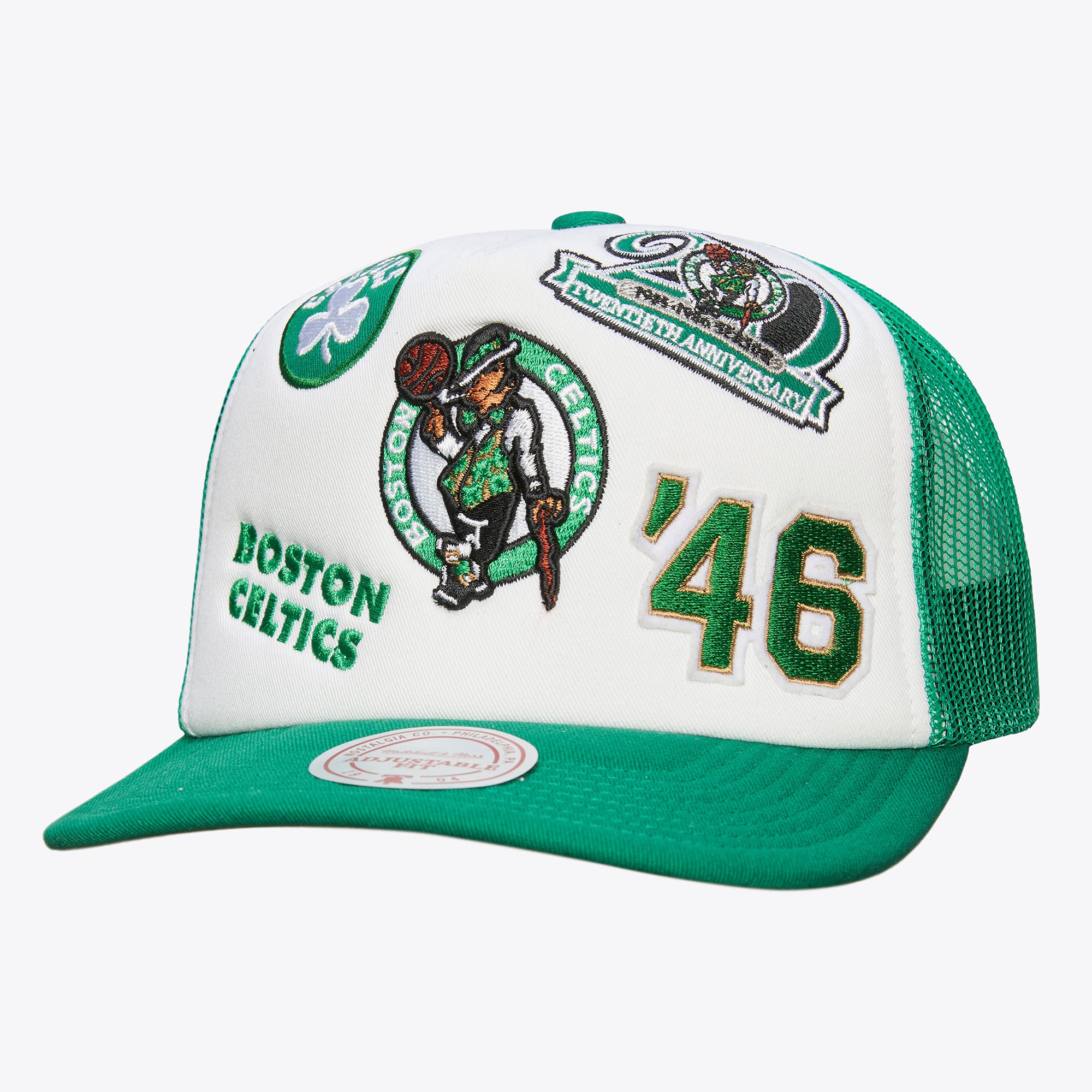 Boston Celtics White Gridlock Trucker Adjustable Hat