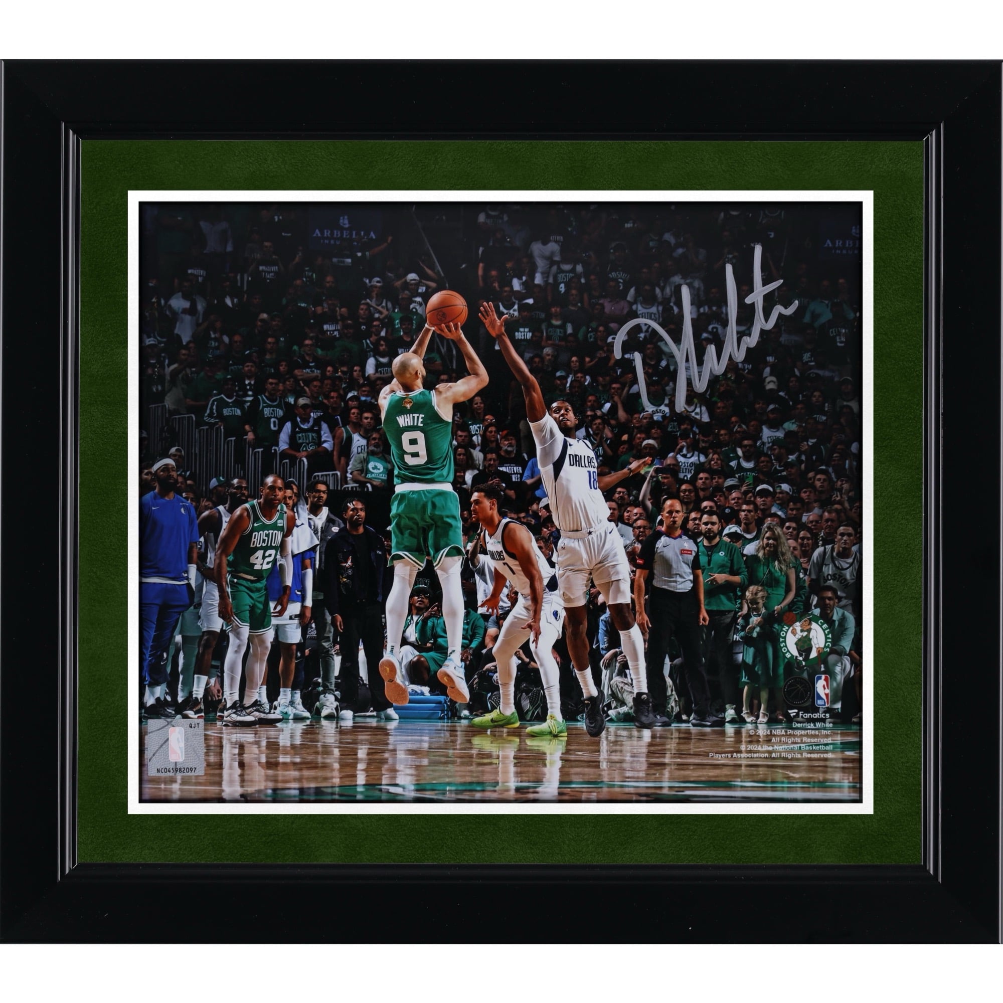 Derrick White Boston Celtics Autographed 8" x 10" 2024 NBA Finals Champions Action Photograph