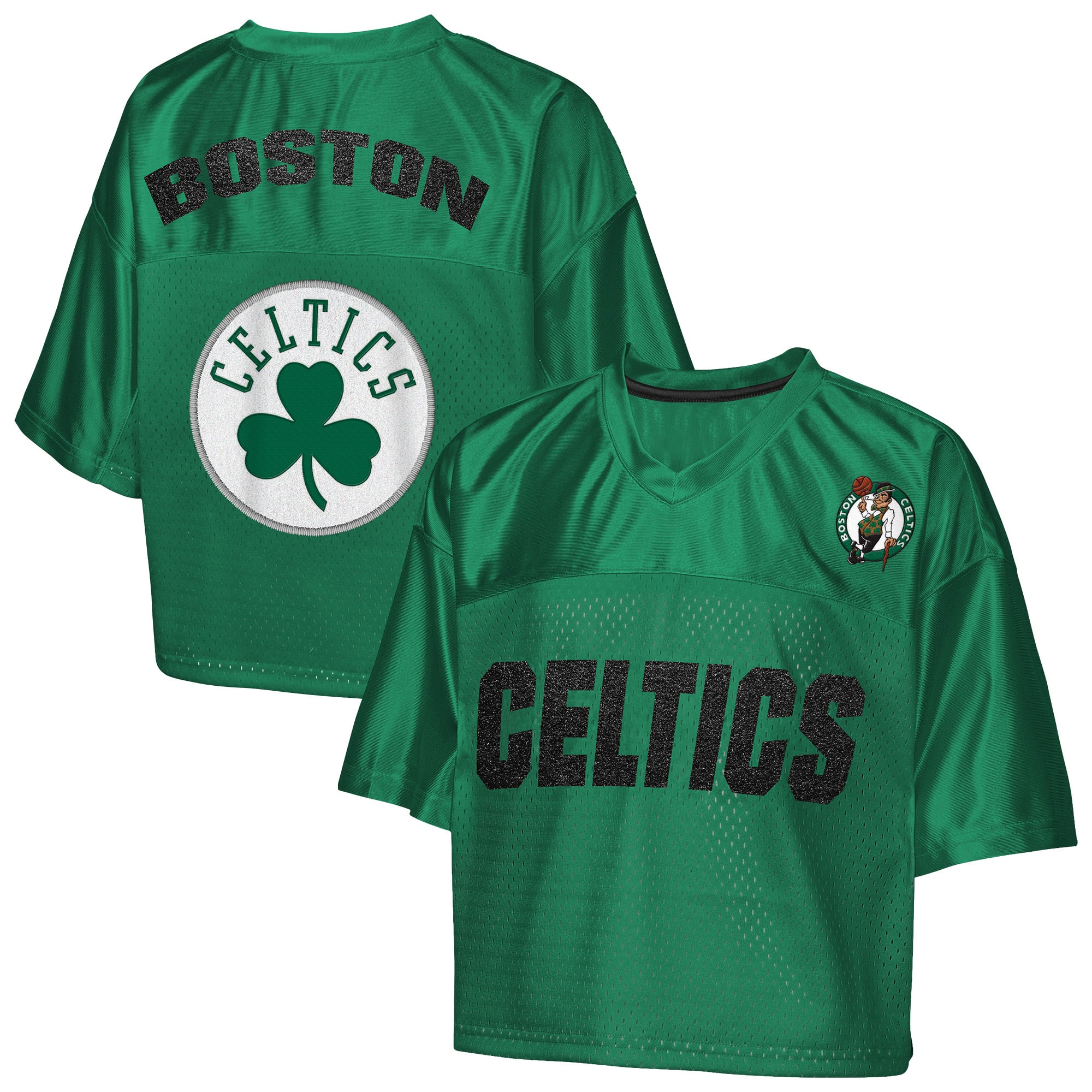 T-shirt court à col en V Outerstuff vert Kelly Boston Celtics pour jeunes filles