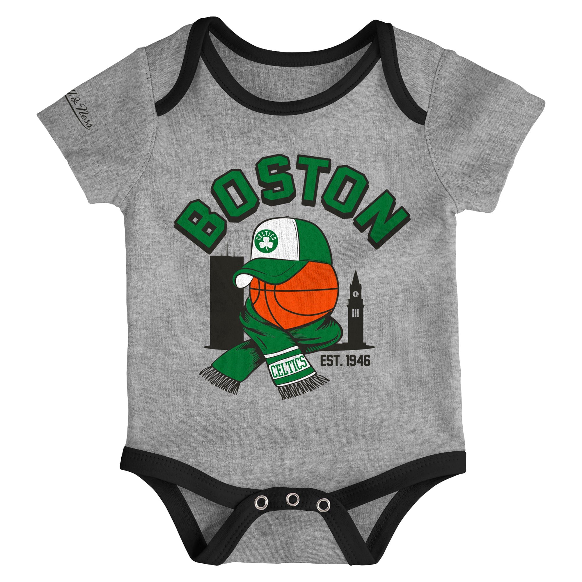 Ensemble de 3 bodies Mitchell & Ness pour bébé, aux couleurs des Boston Celtics