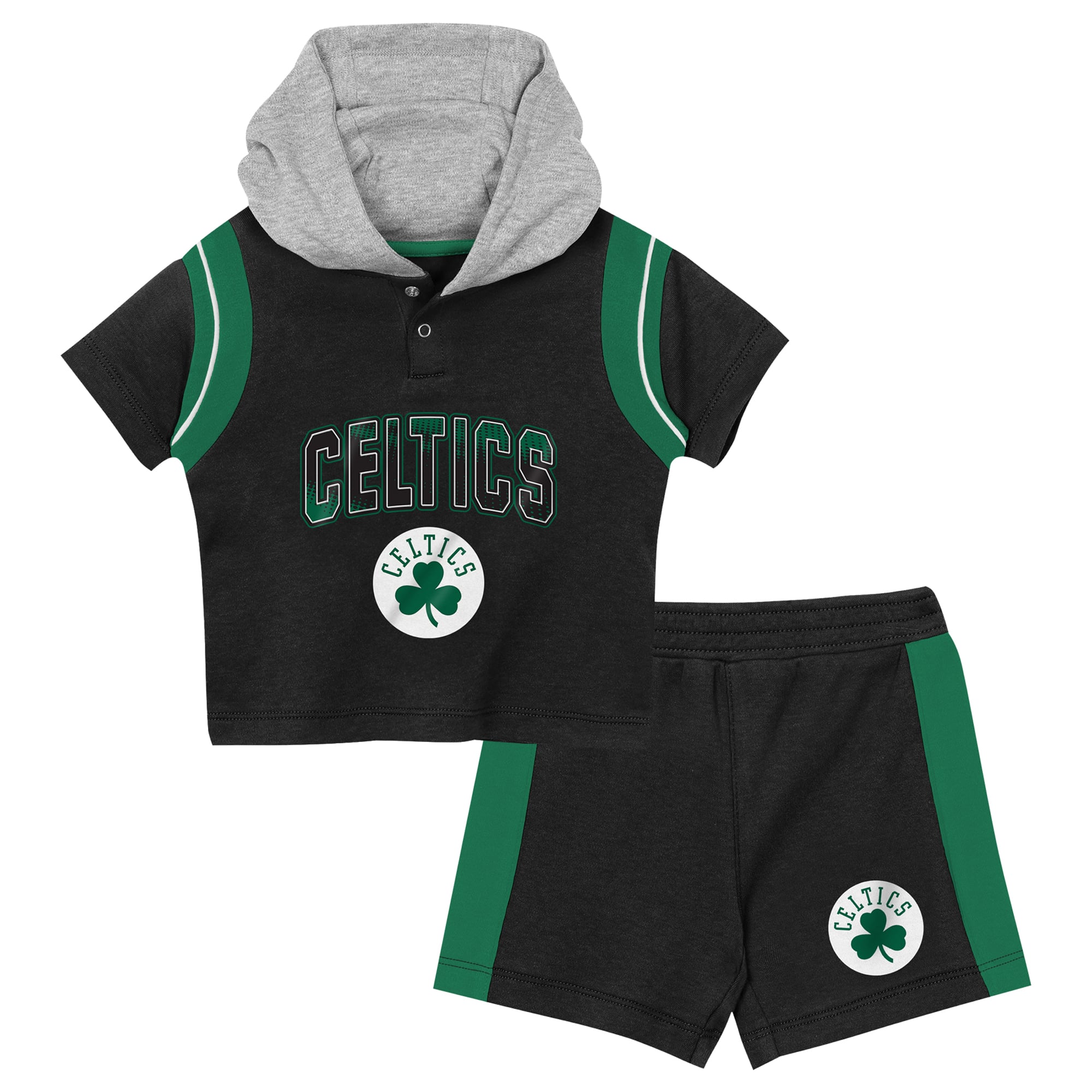 Infant Outerstuff Black Boston Celtics Get Back Short Sleeve Hoodie & Shorts Two-Pack Set