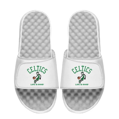  Boston Celtics ISlide Life is Good Slide Sandals - White