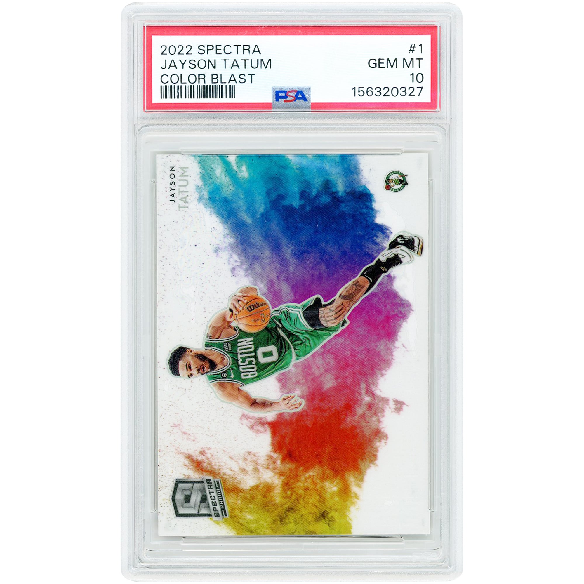 Jayson Tatum Boston Celtics 2022-23 Panini Spectra Color Blast Case Hit #1 PSA Authenticated 10 Card