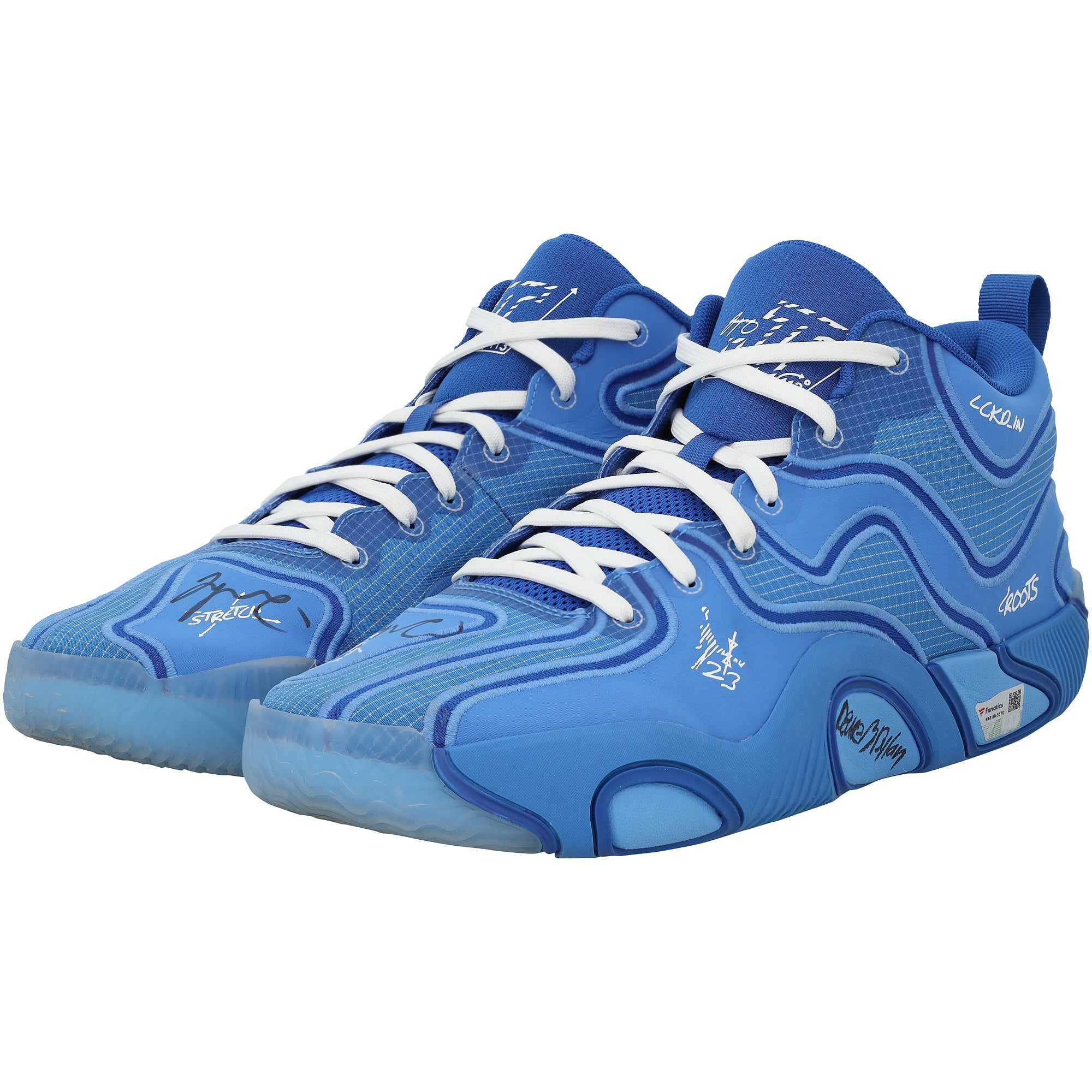 Chaussures Jordan bleues autographiées portées par Jayson Tatum (Boston Celtics) lors du match contre les New York Knicks le 23 février 2025