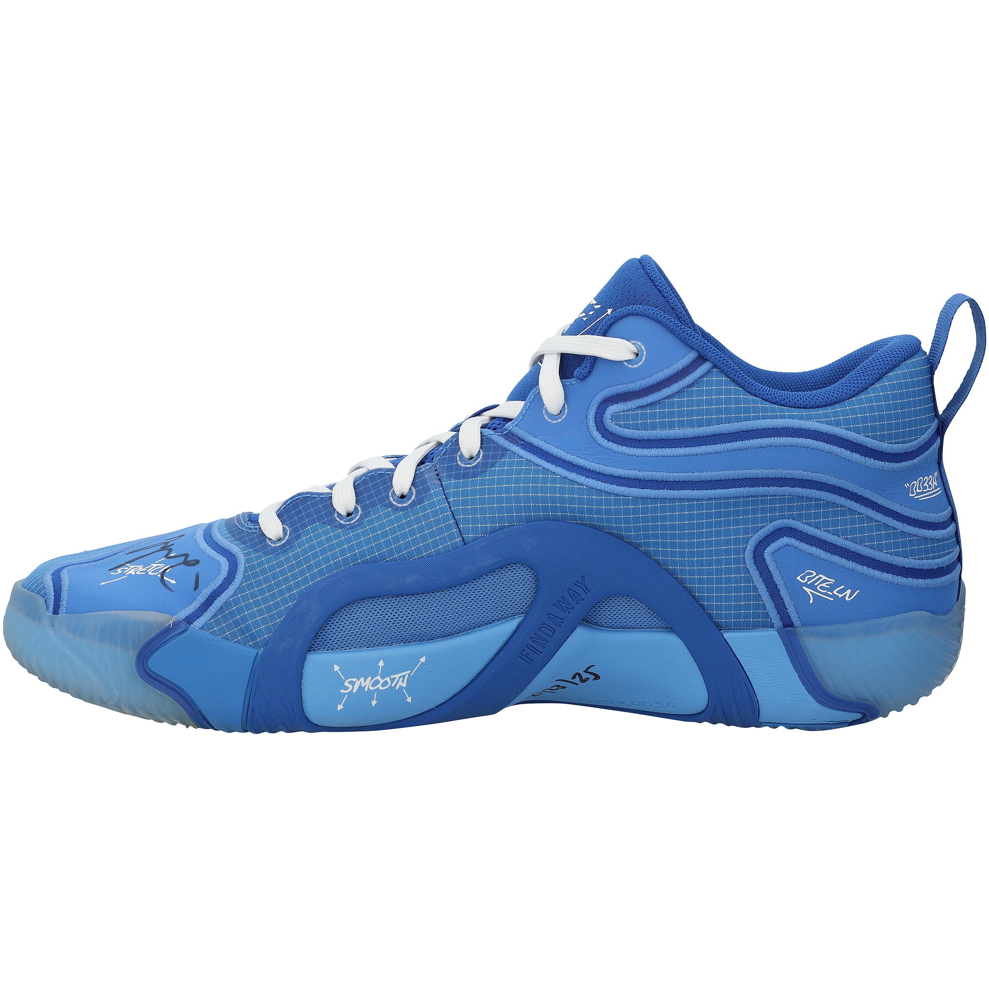 Chaussures Jordan bleues autographiées portées par Jayson Tatum (Boston Celtics) lors du match contre les New York Knicks le 23 février 2025