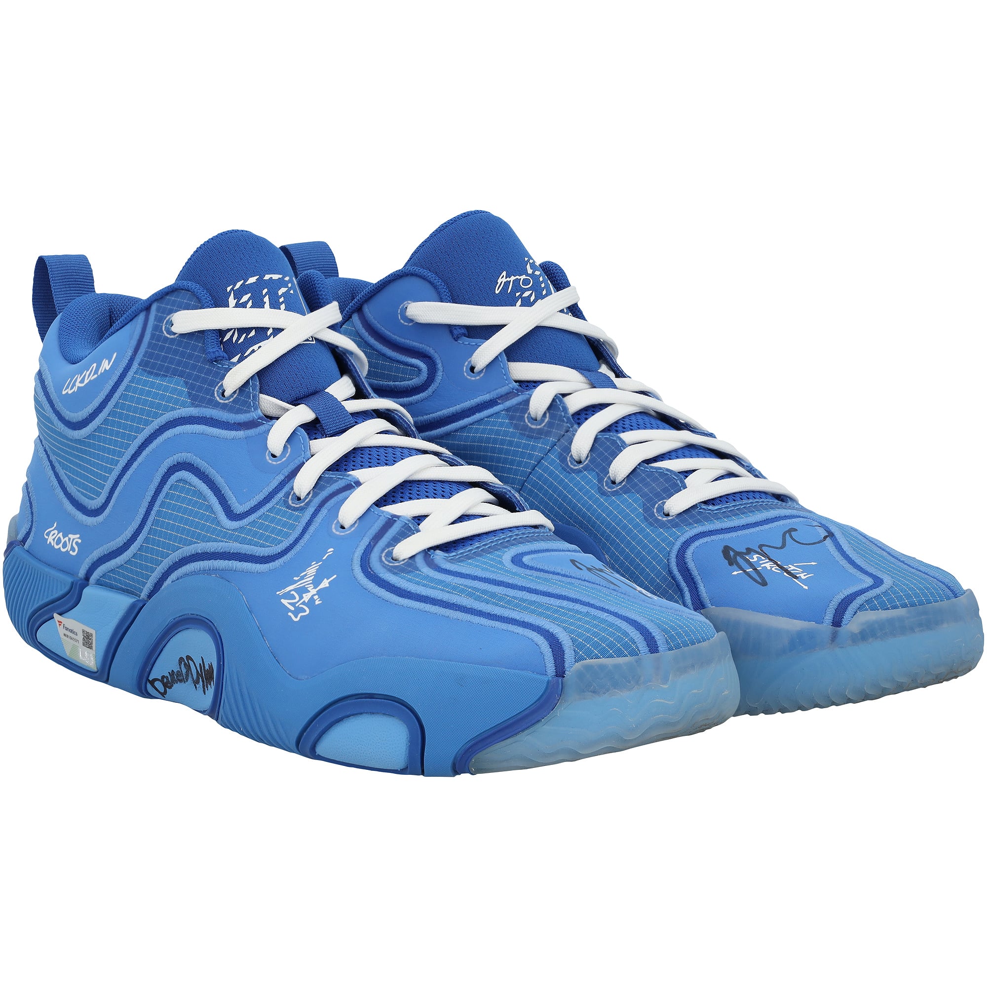 Chaussures Jordan bleues autographiées portées par Jayson Tatum (Boston Celtics) lors du match contre les New York Knicks le 23 février 2025