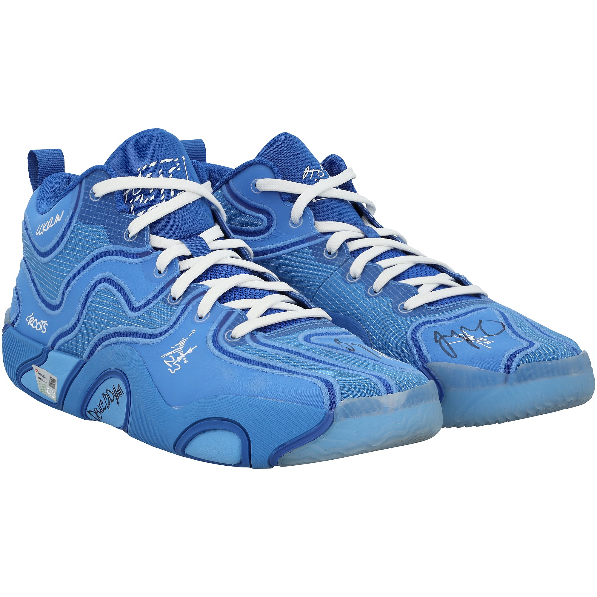 Chaussures Jordan bleues autographiées portées par Jayson Tatum lors du match des Boston Celtics contre les Philadelphia 76ers le 20 février 2025