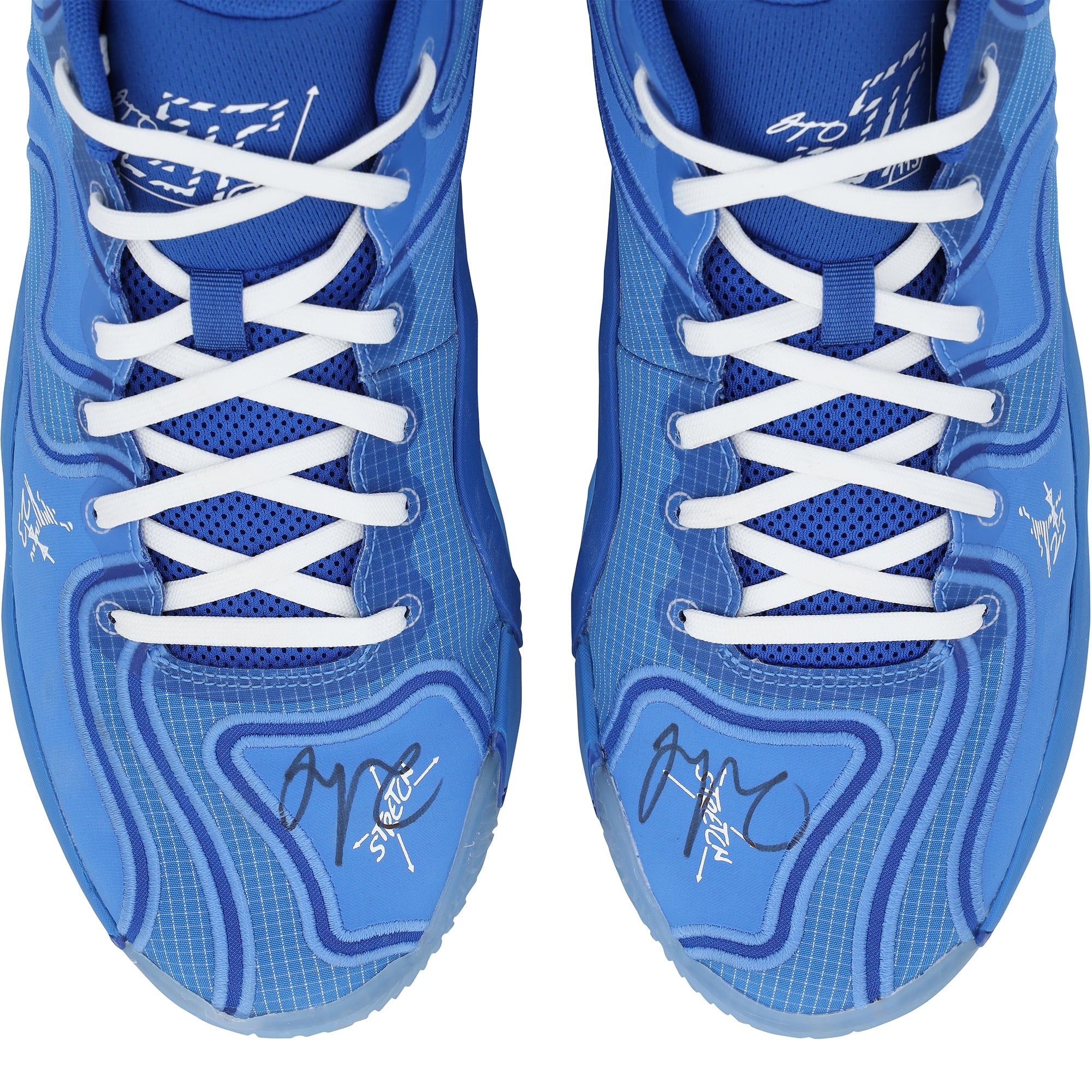 Chaussures Jordan bleues autographiées portées par Jayson Tatum lors du match des Boston Celtics contre les Philadelphia 76ers le 20 février 2025