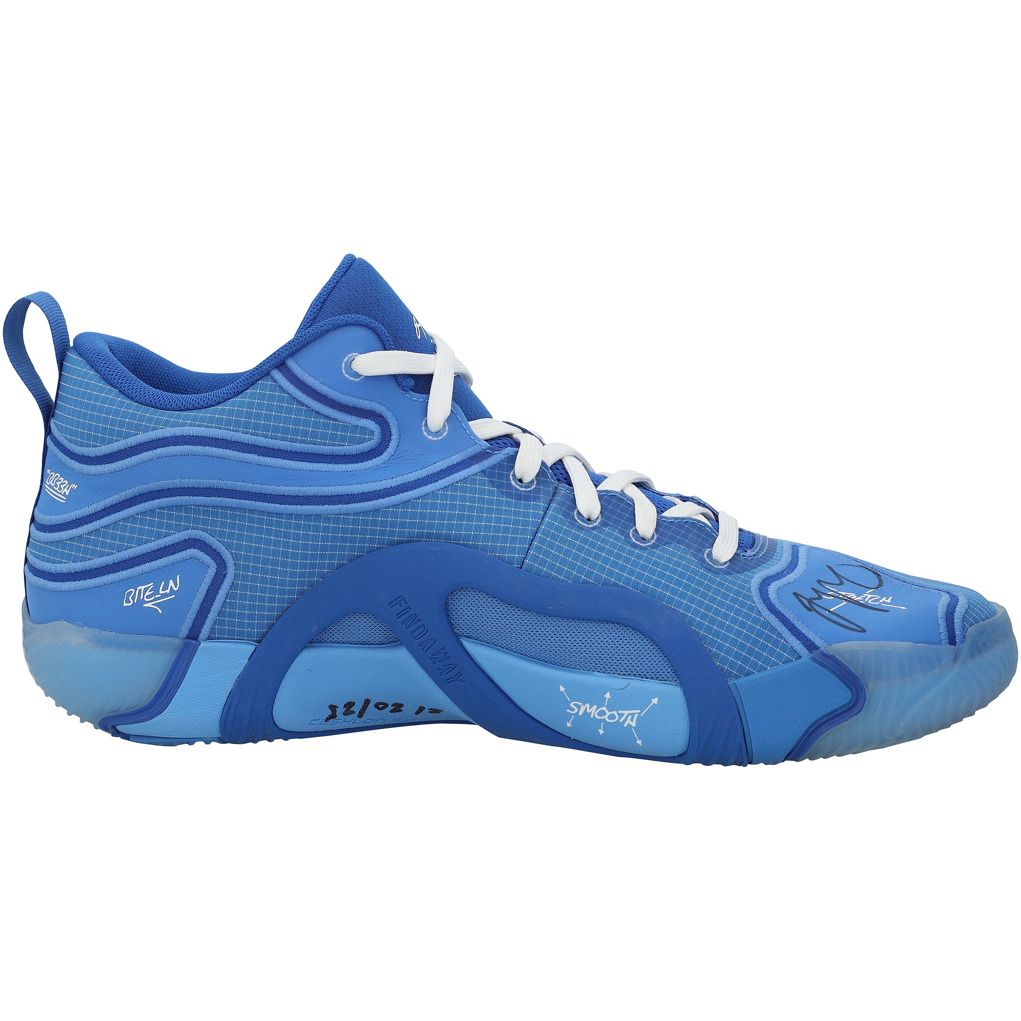 Chaussures Jordan bleues autographiées portées par Jayson Tatum lors du match des Boston Celtics contre les Philadelphia 76ers le 20 février 2025