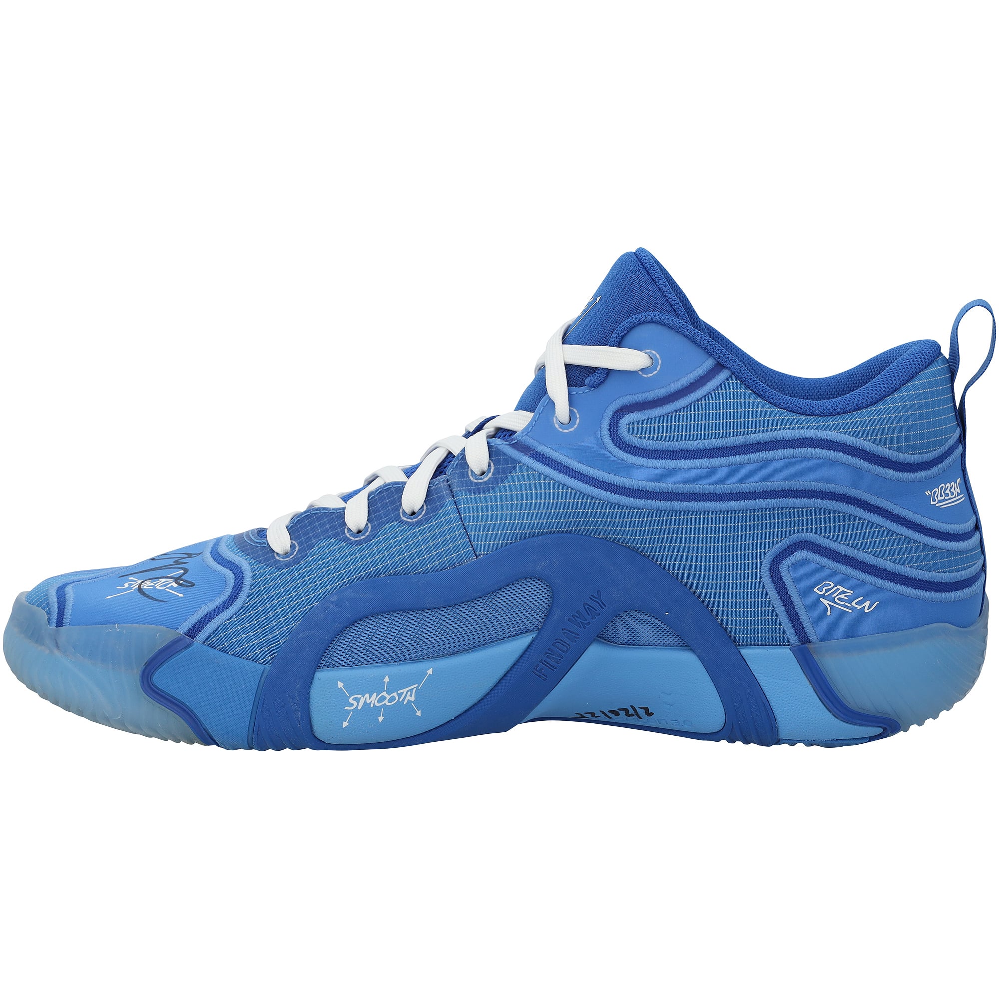 Chaussures Jordan bleues autographiées portées par Jayson Tatum lors du match des Boston Celtics contre les Philadelphia 76ers le 20 février 2025