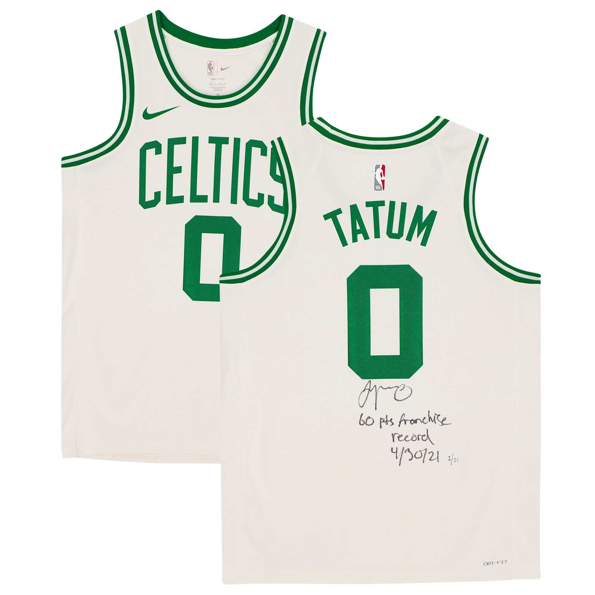 Jayson Tatum Boston Celtics Autographed White Nike 2020-2021