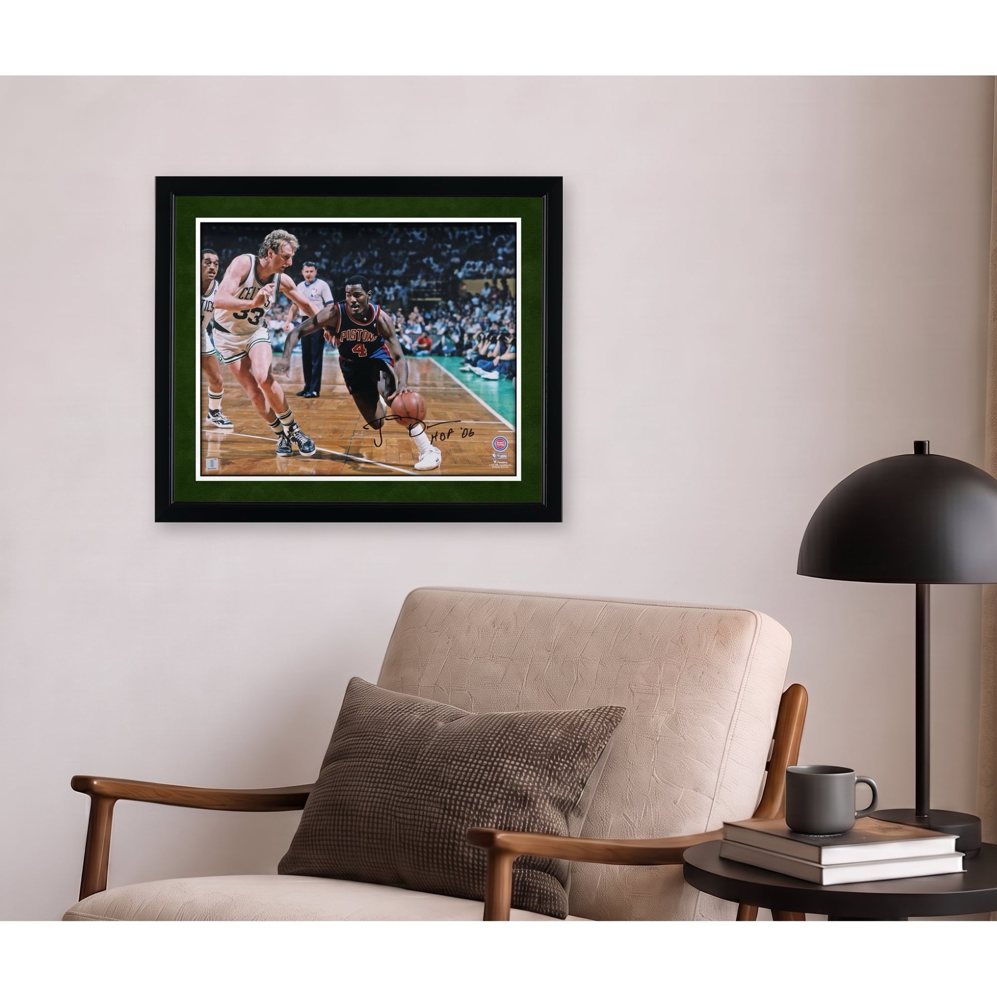 Joe Dumars, Larry Bird Boston Celtics Autographed 16" x 20" Photograph with "HOF 06" Inscription