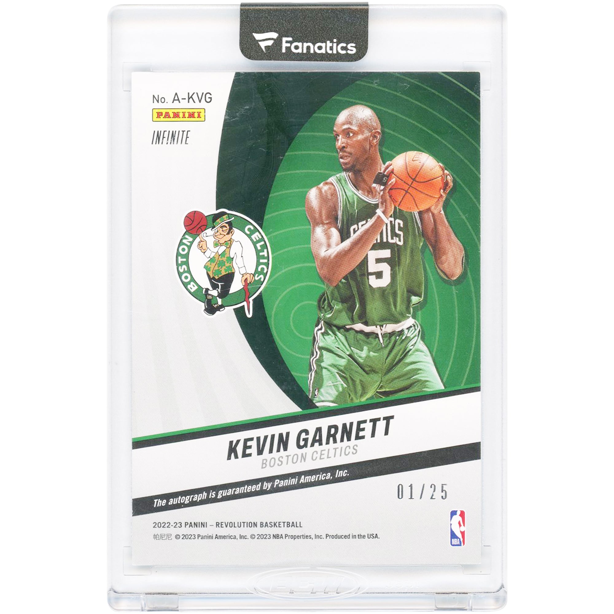 Kevin Garnett Boston Celtics Autographed 2022-23 Panini Revolution Infinite #A-KVG #1/25 Card