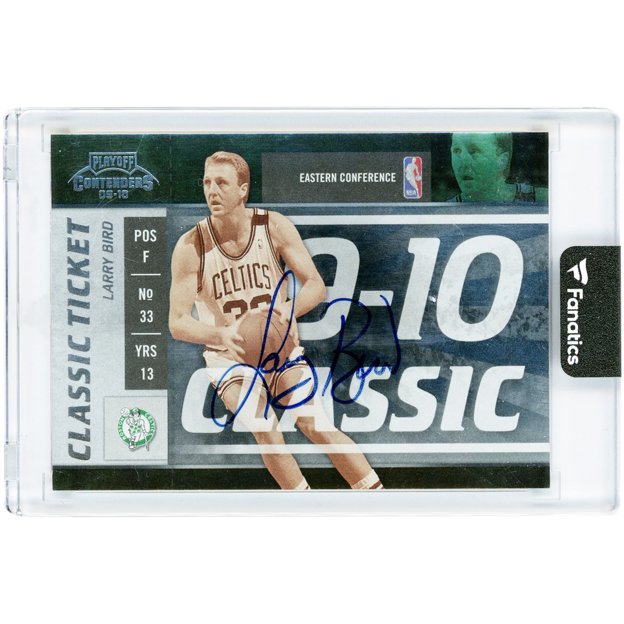 Carte autographiée de Larry Bird (Boston Celtics) - Playoff Contenders Classic 2009-10, n° 140, n° 17/25
