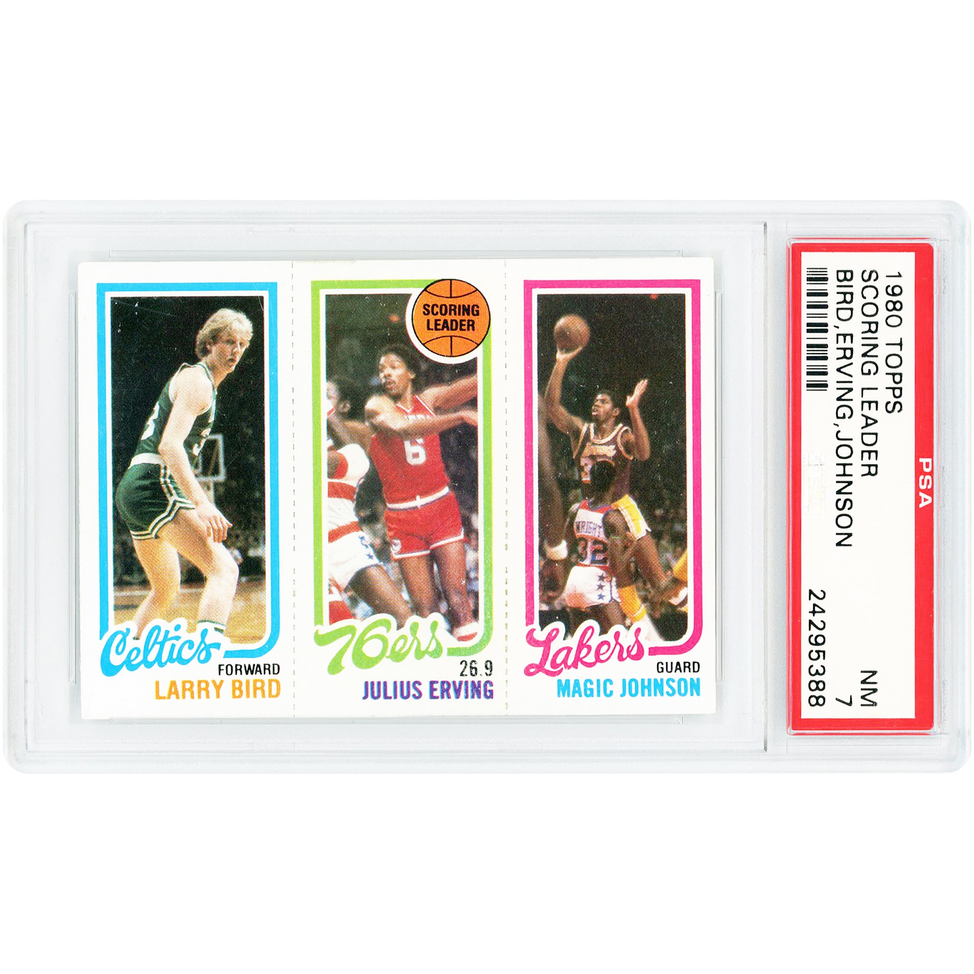 Larry Bird, Julius Erving & Magic Johnson 1980 Topps #NNO PSA Authenticated 7 Rookie Card